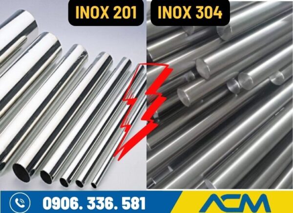 Thùng rác inox 201 khác biệt gì so với inox 304?